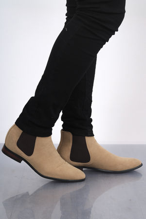 bottine chelsea homme daim beige pas cher