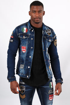 Veste en jeans bleu patchs 130 Veste en jeans bleu patchs 130