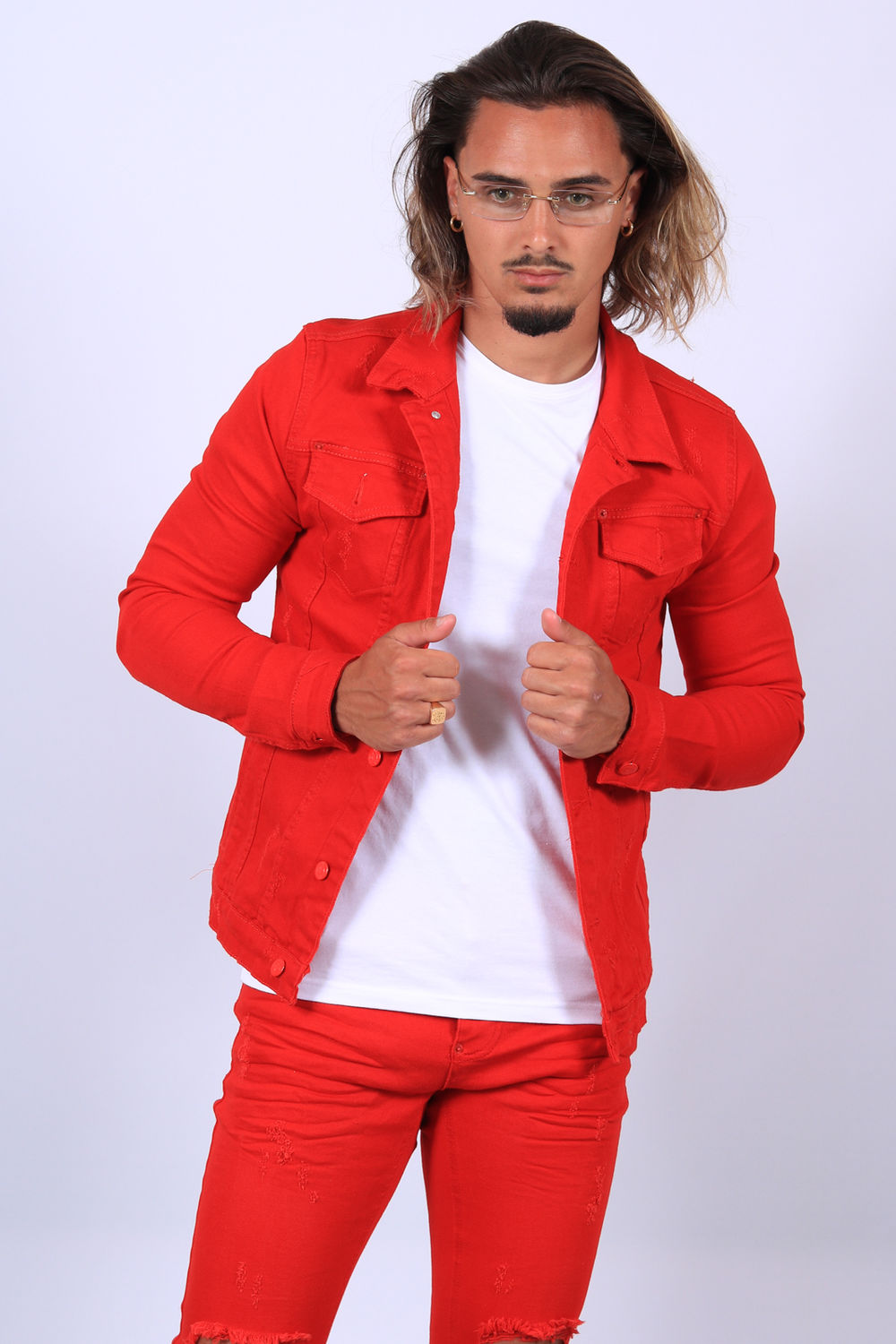 Veste en jeans rouge 340