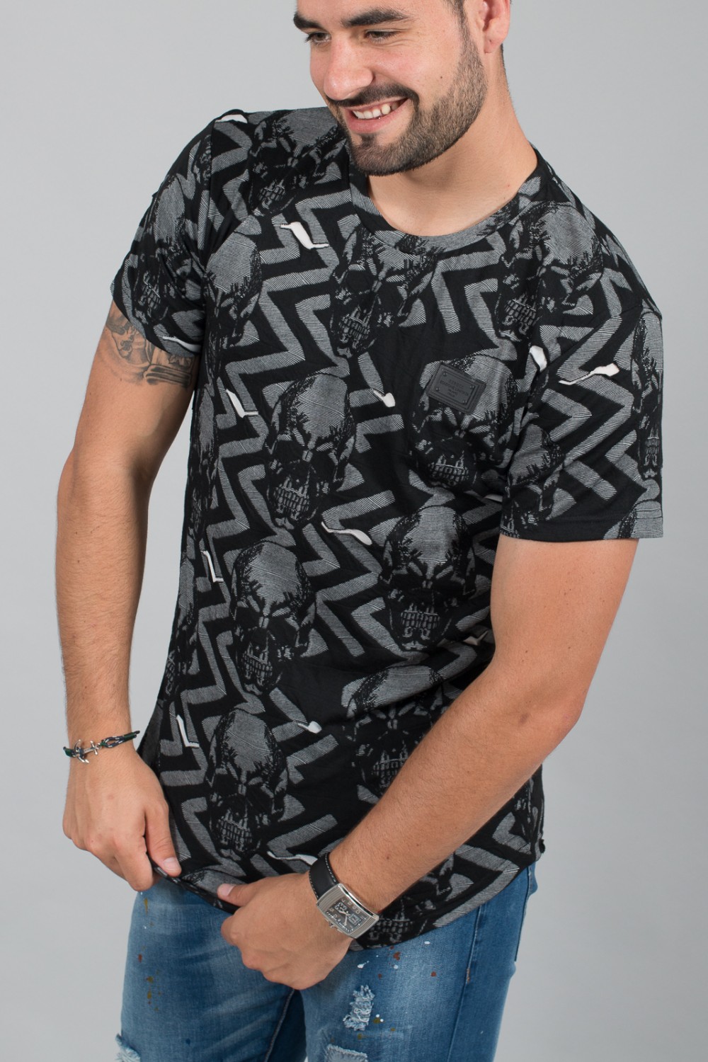 Homme De Mort Noir T Tunique Shirt Tête 141 K1cJul3TF5