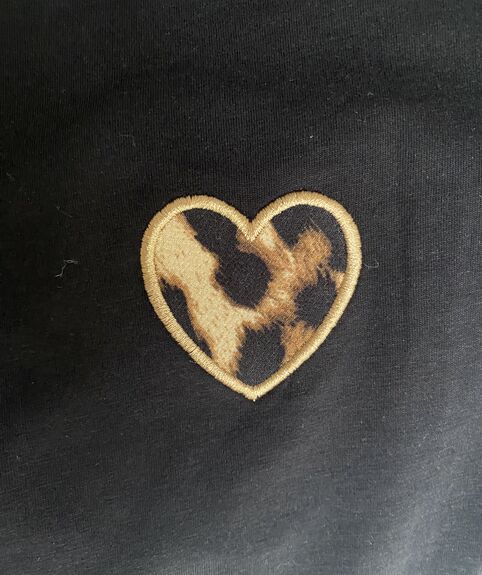 Tee-shirt Cœur léopard noir