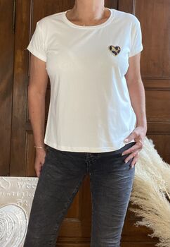Tee-shirt Cœur léopard blanc