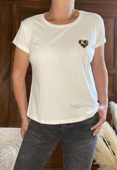 Tee-shirt Cœur léopard blanc