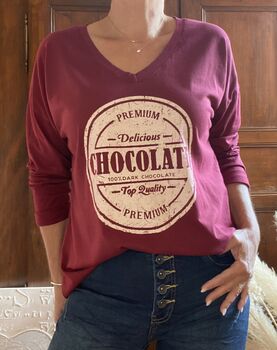 Tee-shirt manches longues Chocolate bordeaux
