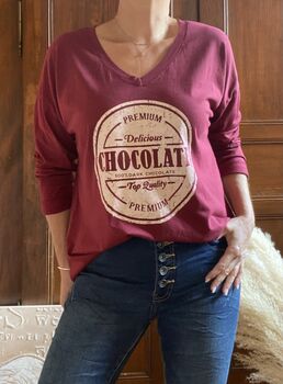 Tee-shirt manches longues Chocolate bordeaux