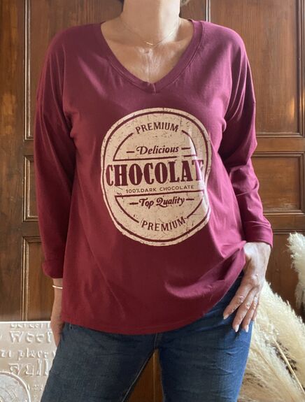 Tee-shirt manches longues Chocolate bordeaux