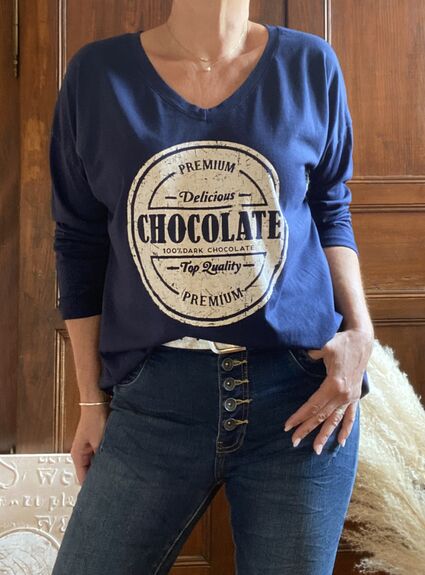 Tee-shirt manches longues Chocolate marine