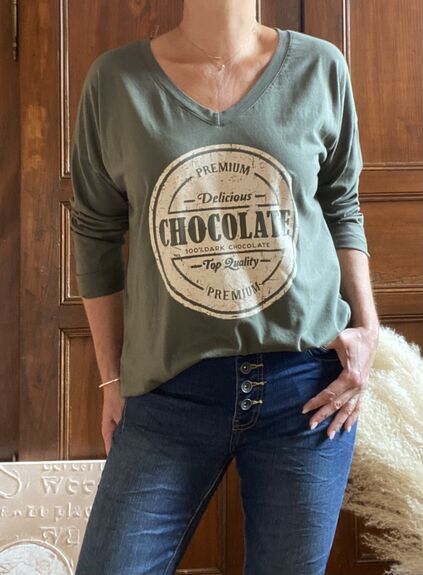 Tee-shirt manches longues Chocolate kaki