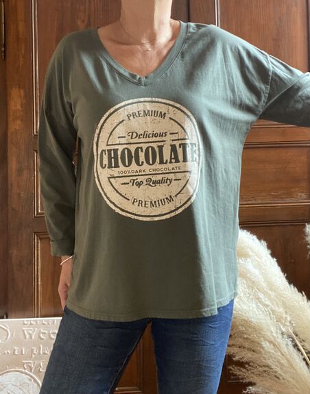Tee-shirt manches longues Chocolate kaki