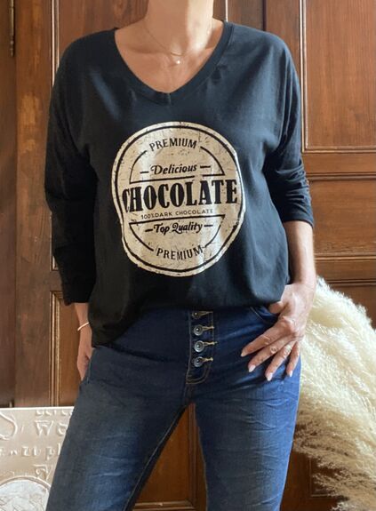 Tee-shirt manches longues Chocolate noir