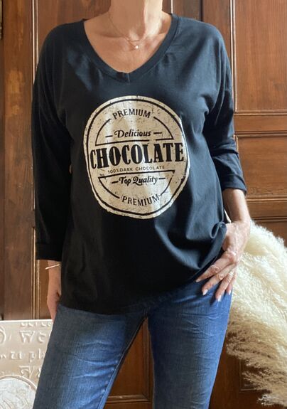 Tee-shirt manches longues Chocolate noir