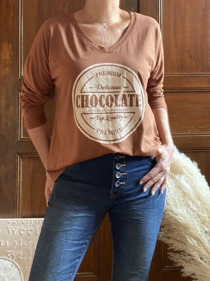 Tee-shirt manches longues Chocolate rouille