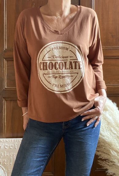 Tee-shirt manches longues Chocolate rouille