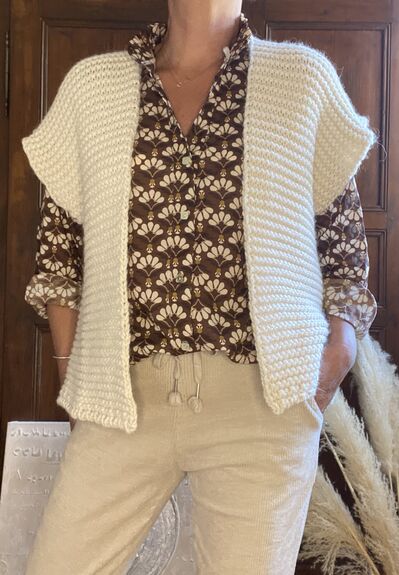 Gilet maille écru