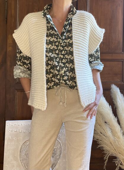 Gilet maille écru