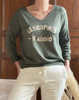 Pull Les copines kaki