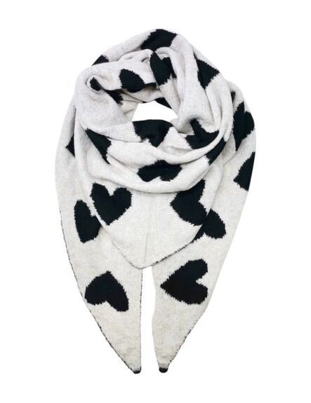 Écharpe Coeurs noir/blanc