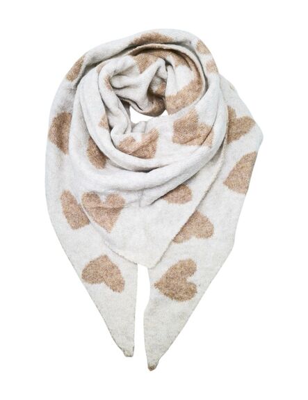 Écharpe Coeurs beige/blanc