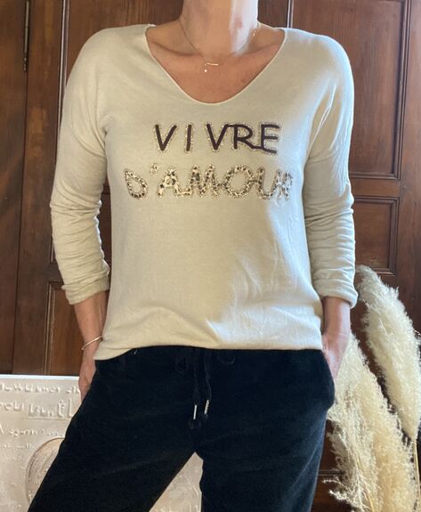 Haut vivre d’amour beige