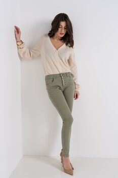 Pantalon boutons kaki