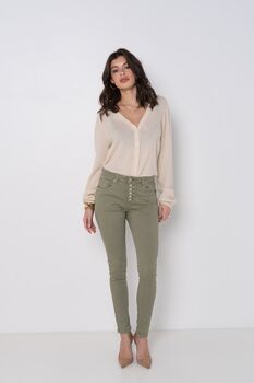 Pantalon boutons kaki