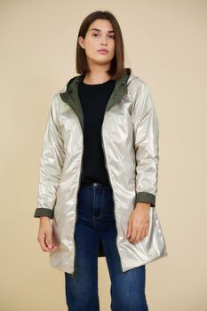 Veste Valentina mi-longue kaki/or