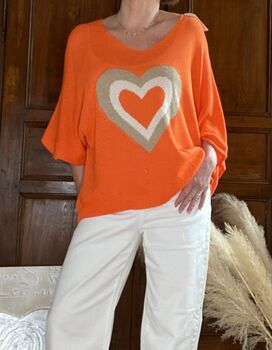Pull Cœur orange