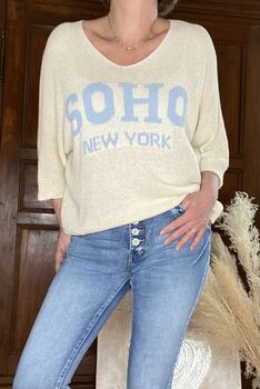 Pull Soho beige/bleu