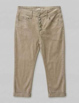 Pantacourt boutons beige