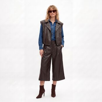 Bermuda simili cuir choco