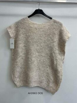 Pull sans manches beige