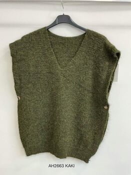 Pull sans manches kaki