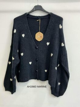 Gilet cœurs marine