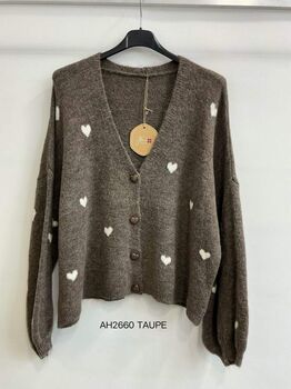 Gilet cœurs taupe