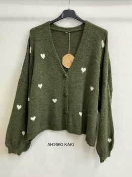 Gilet cœurs kaki