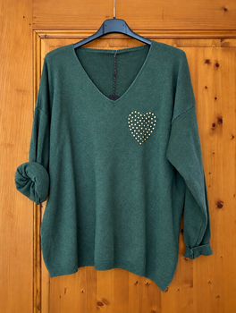 Pull cœur kaki