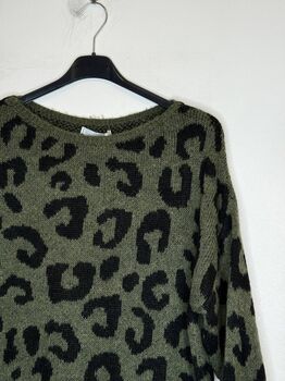 Pull léopard kaki