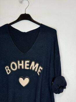Pull bohème marine