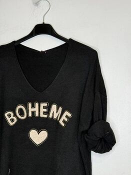 Pull bohème noir
