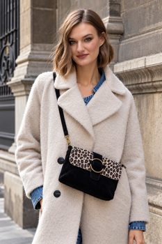Besace léopard cuir noir