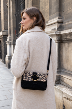 Besace léopard cuir noir