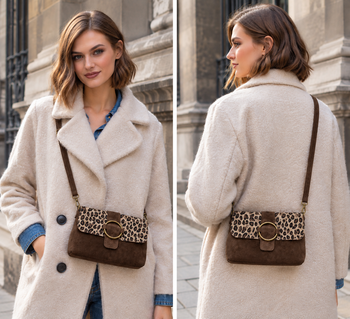 Besace léopard cuir choco
