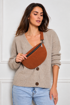 Sac banane velours camel