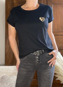 Tee-shirt Cœur léopard noir