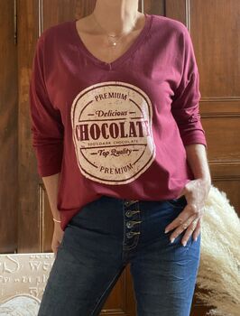 Tee-shirt manches longues Chocolate bordeaux
