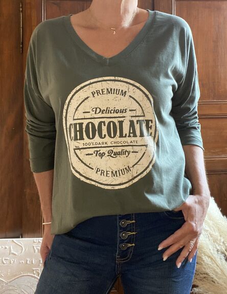 Tee-shirt manches longues Chocolate kaki