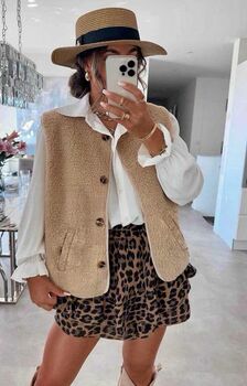 Gilet moumoute camel