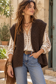 Gilet maille choco