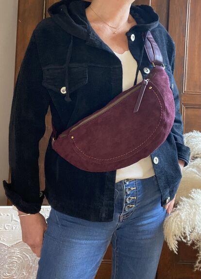 Sac banane suédine prune