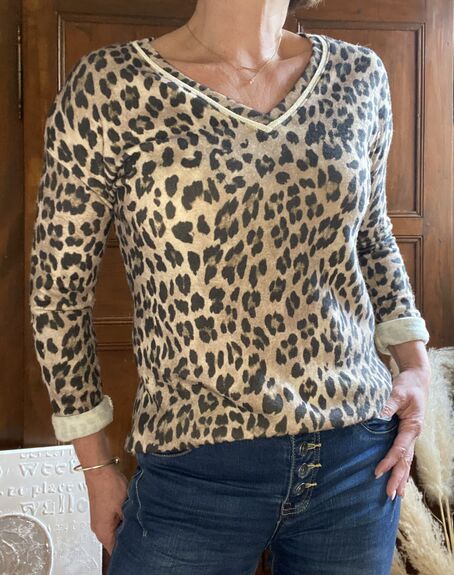 Pull fin Thaïs taupe
